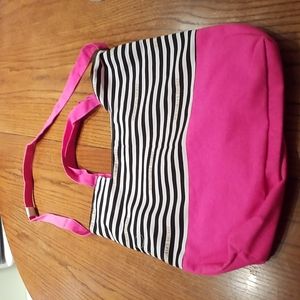 Victoria's Secret Black And White Stripe Top With Bright Pink Bottom